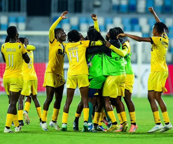 Essi Matilde Dagba of ASEC Mimosas celebrates goal with teammates  during the 2025 CAF Womens Champions League semifinal match between FC Masar and ASEC Mimosas at Suez Canal Authority Stadium in Ismailia, Egypt on 18 November 2025 ©/BackpagePix