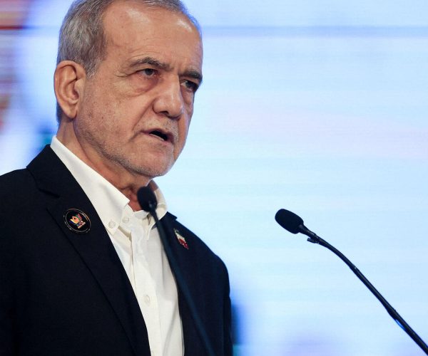 Iranian President Masoud Pezeshkian speaks during the BRICS Business Forum in New Delhi, India, September 11, 2026. Iran's Presidential website/WANA (West Asia News Agency)/Handout via REUTERS ATTENTION EDITORS - THIS PICTURE WAS PROVIDED BY A THIRD PARTY. ISRAEL OUT. NO COMMERCIAL OR EDITORIAL SALES IN ISRAEL. NO ACCESS FOR ISRAELI MEDIA. NO USE BBC PERSIAN. NO USE VOA PERSIAN. NO USE MANOTO. NO USE IRAN INTERNATIONAL. NO USE RADIO FARDA. DIGITAL: NO USE BBC PERSIAN. NO USE VOA PERSIAN. NO USE MANOTO. NO USE IRAN INTERNATIONAL. NO USE RADIO FARDA.